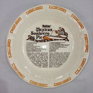 Watkins Mexican Sombrero Mexico Pie 11" Vintage 1983 Ceramic Recipe Baking Dish